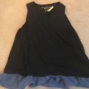 Navy blue ruffle shirt